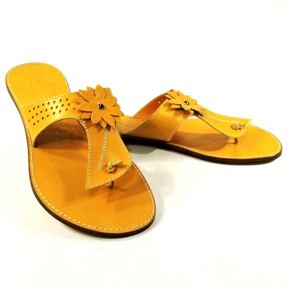 Luigi Traini Shoes - LUIGI TRAINI 🇮🇹 WOMEN'S ORANGE SOFT LEATHER SUMMER FLAT SANDALS